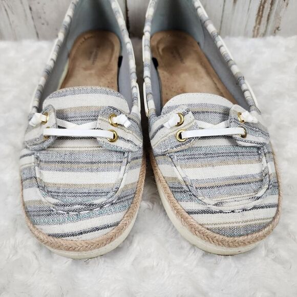St. John's Bay Payne Flex Form Striped Flats Blue White Size 9 - Picture 4 of 10
